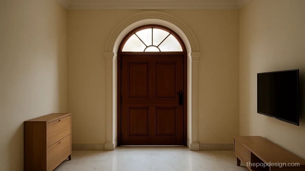 Pop door arch design over the main door seen from inside