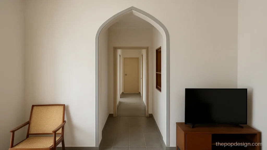 Pop living room new arch design with a pointed top and grey edge