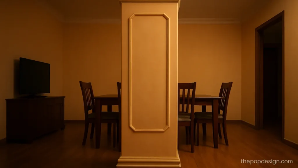 Pop pillar corner design with moulded edges on a square column