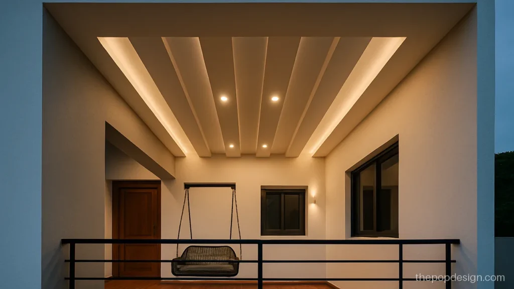Balcony pop design plus minus with grey strips on a front balcony