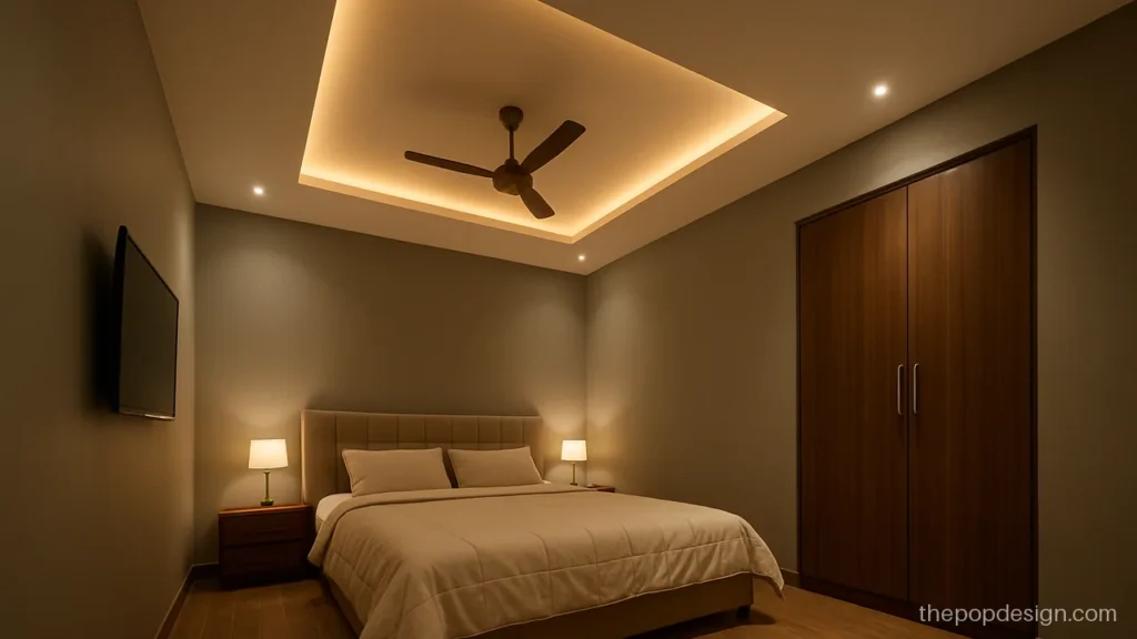 POP design on ceiling hiding a low beam behind a full drop