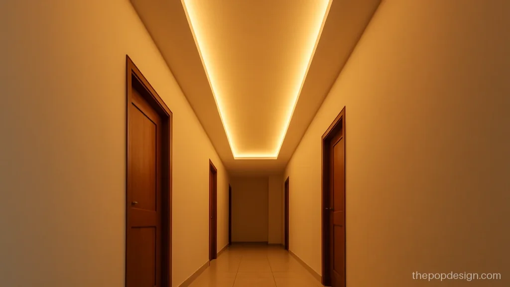 POP design for ceiling in a long gallery with a two-sided cove