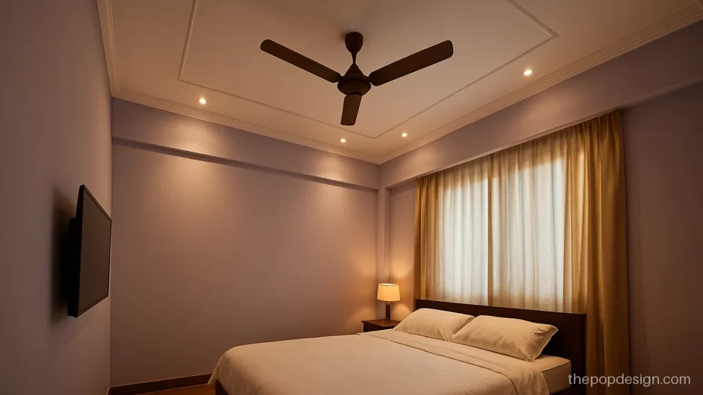 Pop design for ceiling with thin groove lines on one level