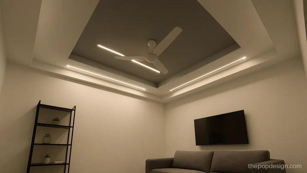 Grey colour pop design in two shades for a modern living room