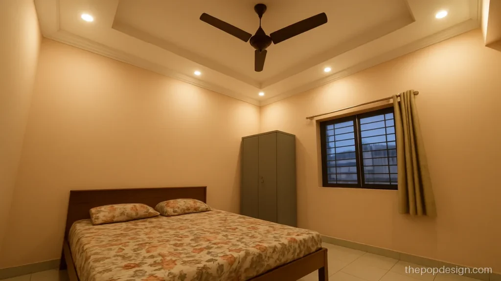 Room low cost simple POP design for a 10x12 bedroom with a thin border