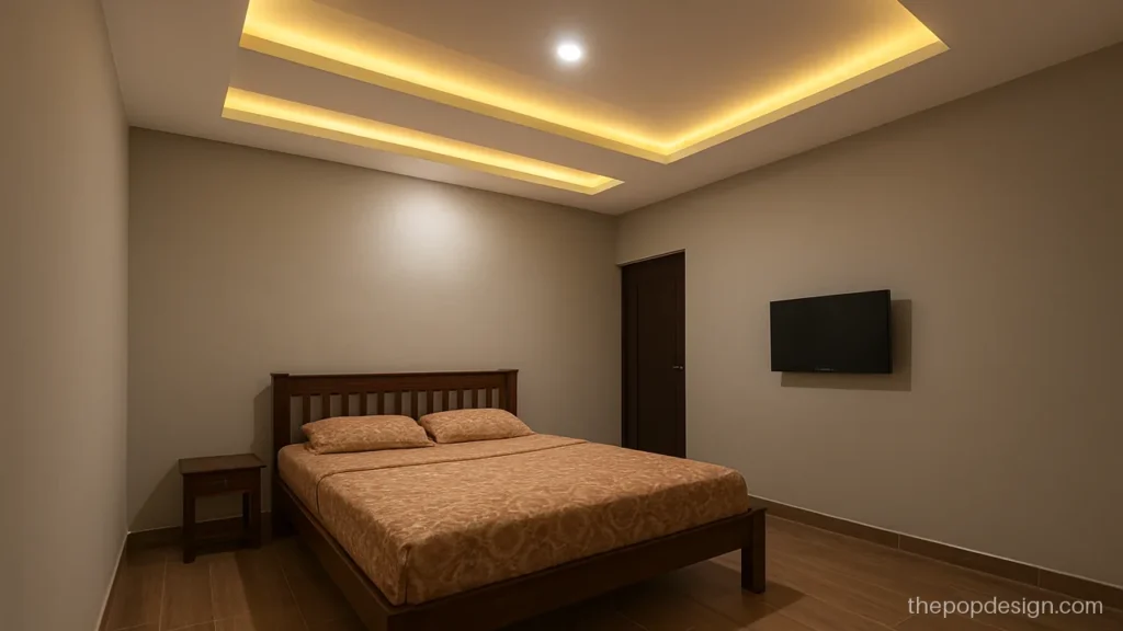 Plus minus room low cost simple POP design with two short strips