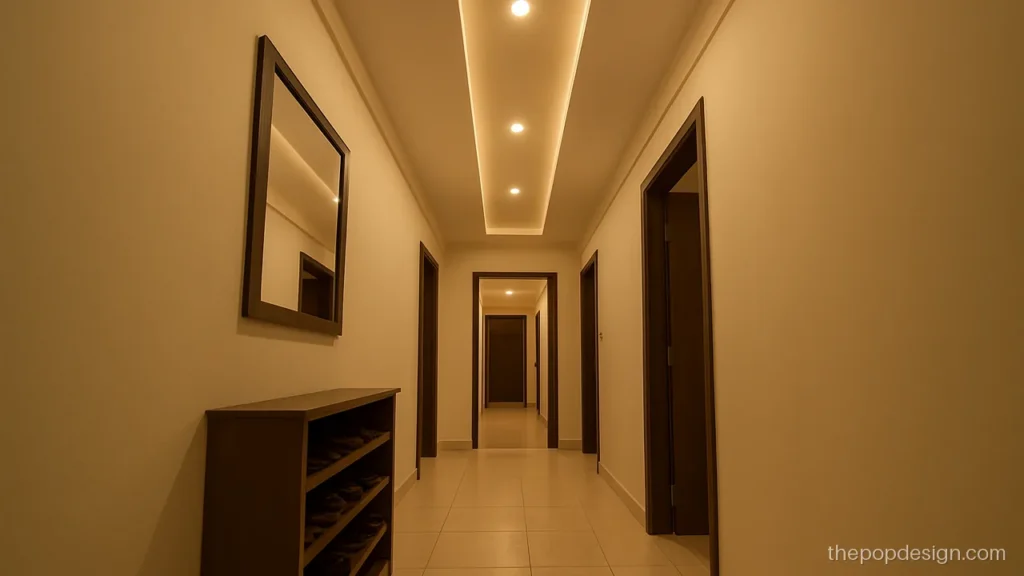 Simple low cost POP design for a lobby passage with a straight spot strip