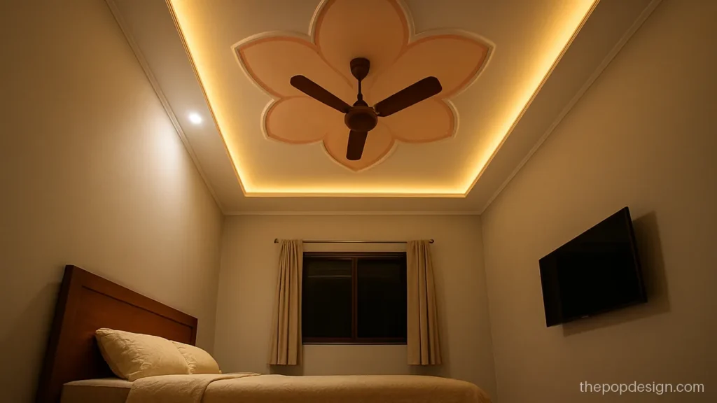 Pop flower design colour simple in peach and white for a bedroom