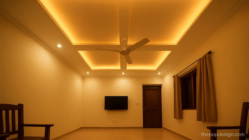 Pop ceiling design hall layout with a plus minus diagonal cross