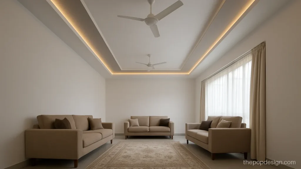 Pop best design for a big hall with a grey band and two fans