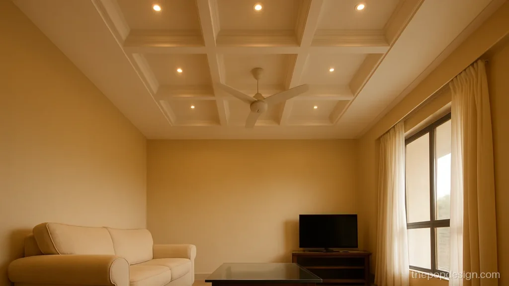Pop latest design for hall with shallow square coffers and spot lights