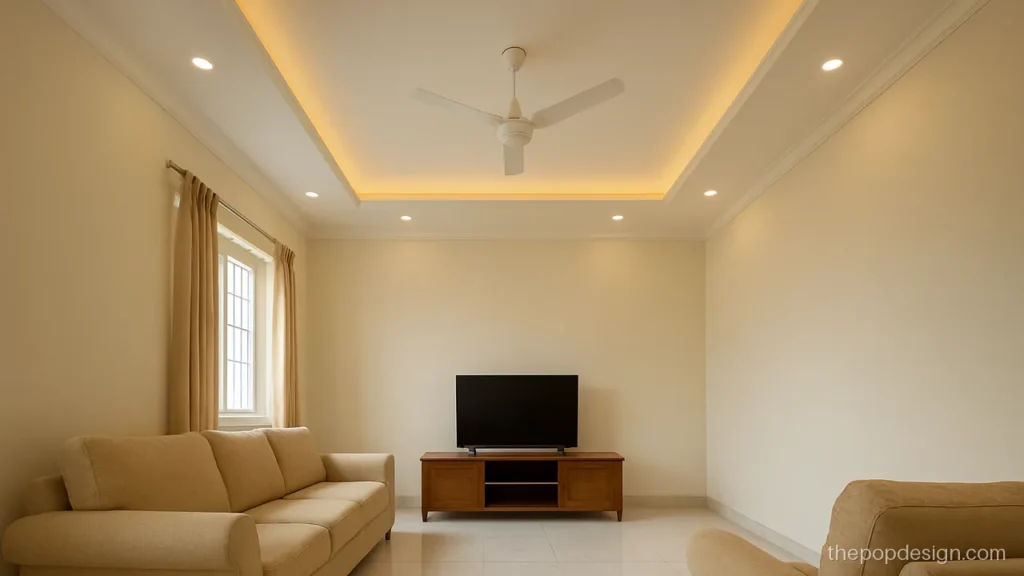 Best POP design for hall with a wide warm cove and plain centre