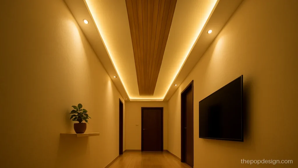 Gallery pop design with a wood strip band and white side borders