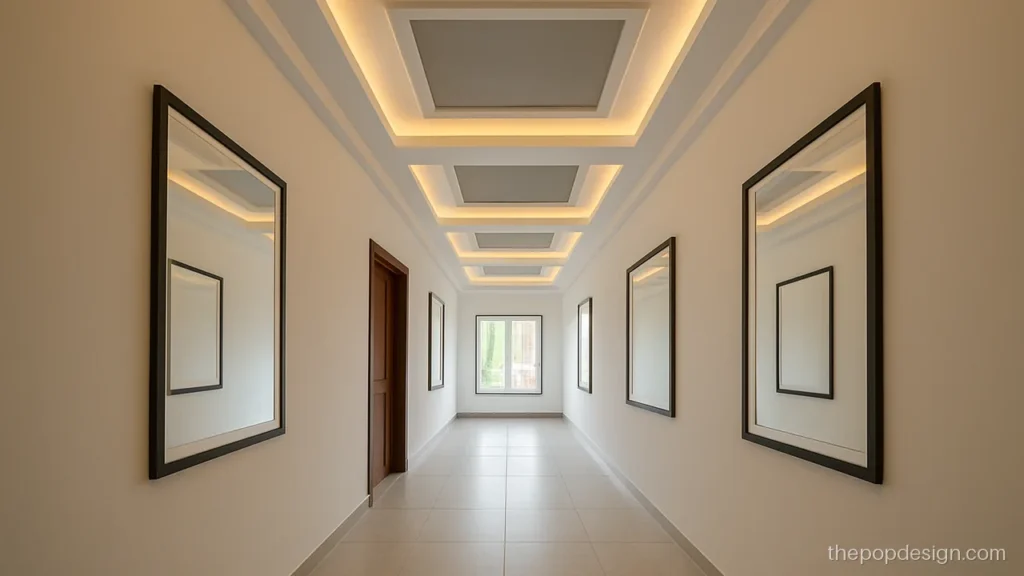 Long gallery pop design plus minus with grey recessed panels