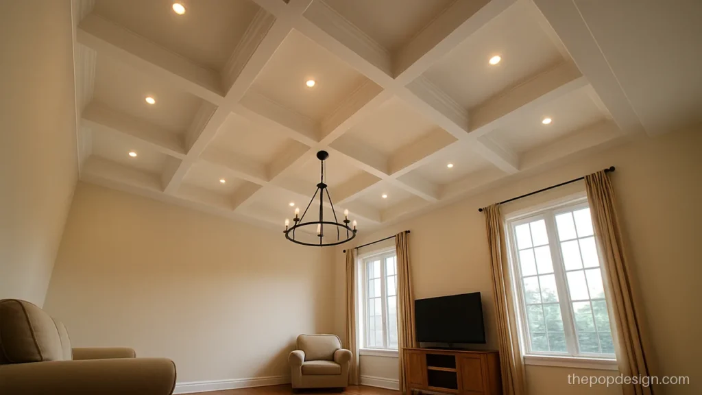 Simple classic POP design with a square coffered grid in a hall