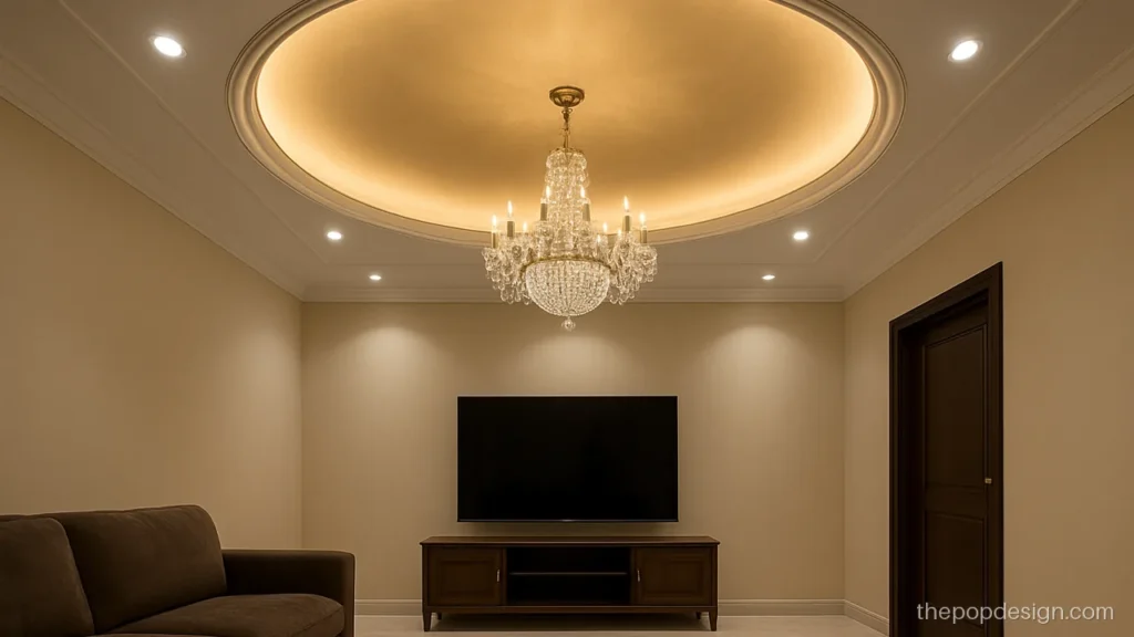Unique pop design for hall with an oval dome in champagne paint