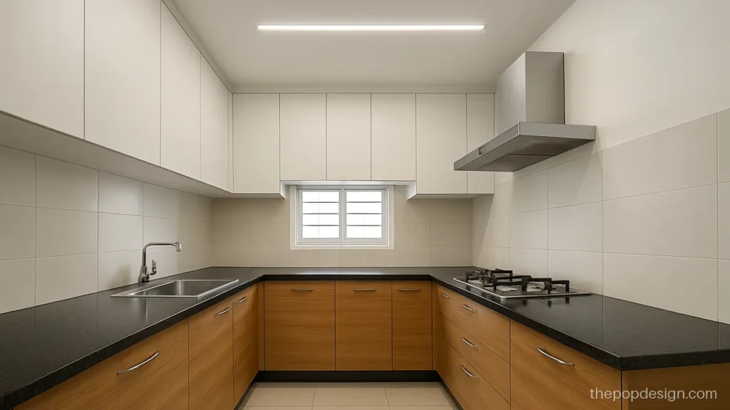 Gypsum board pop design for a kitchen with a simple light strip
