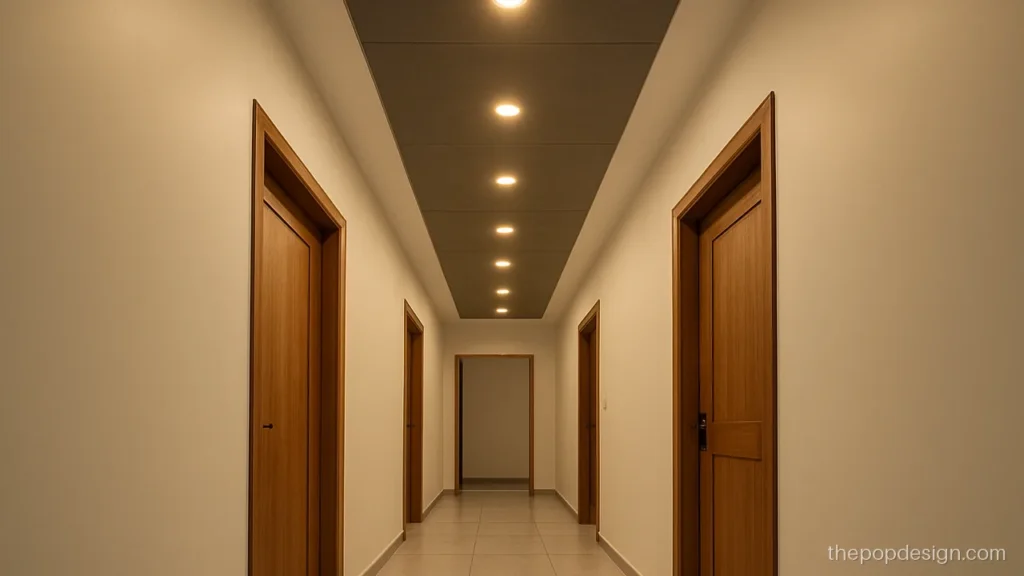 Pop pvc design with two-tone grey sheets in a passage lobby