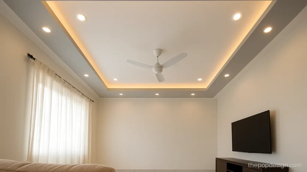 Pop design for hall modern with grey and white two-tone levels