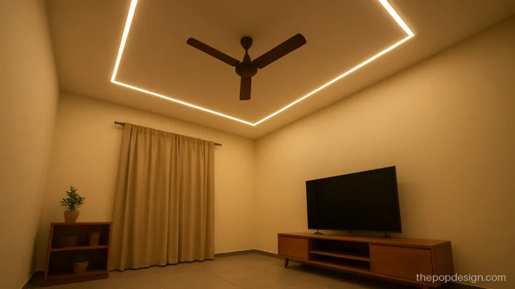Latest modern pop ceiling design with a continuous light frame
