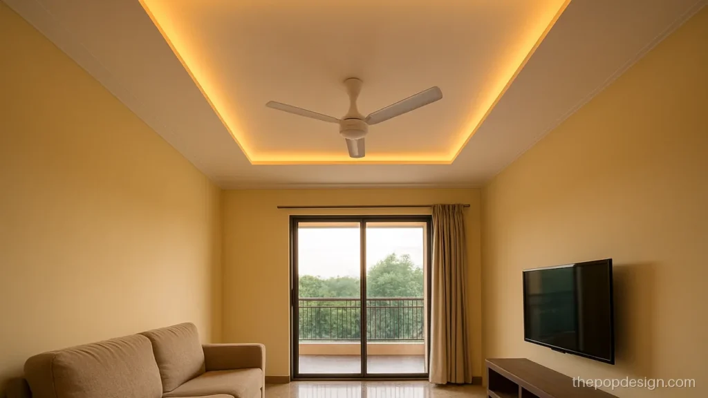 Simple minus plus POP design with only a recessed centre rectangle and no border
