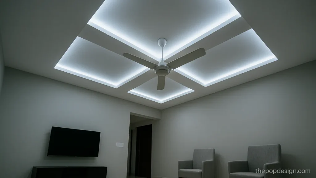 Minus plus POP design with cool cove light in a cross pattern
