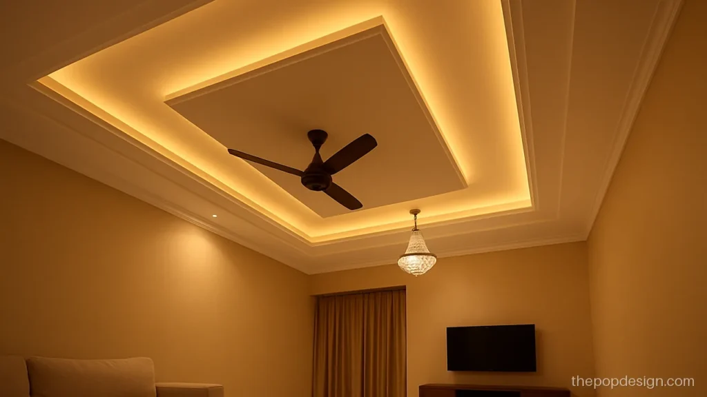 Plus minus POP design with floating panel and two layer cove glow