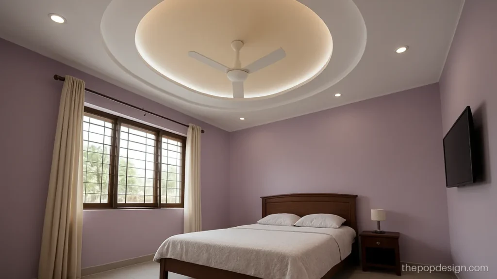 Plus minus POP design for room with a two tier oval recess