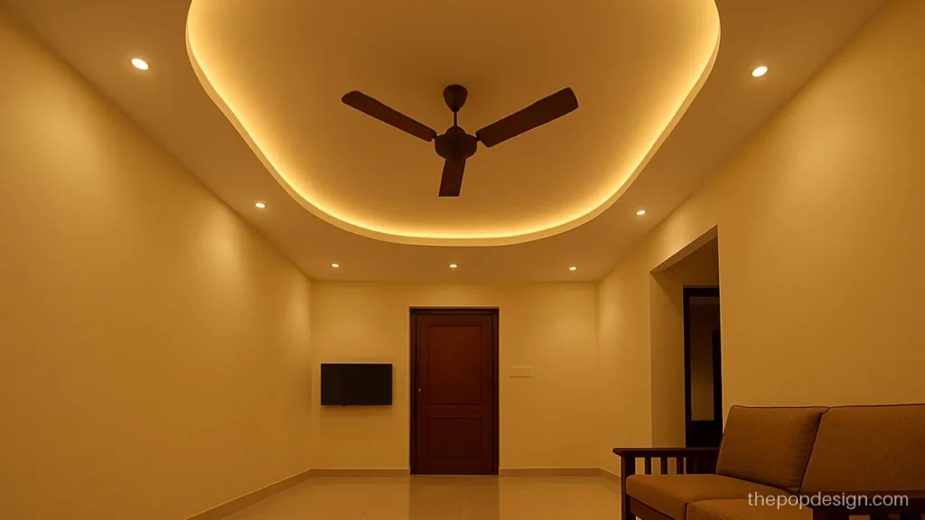 Light pop design with concealed cove following a curved border in a hall