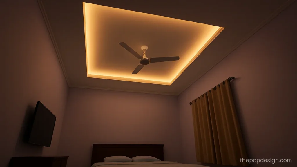 Concealed light pop design with warm cove washing a recessed square
