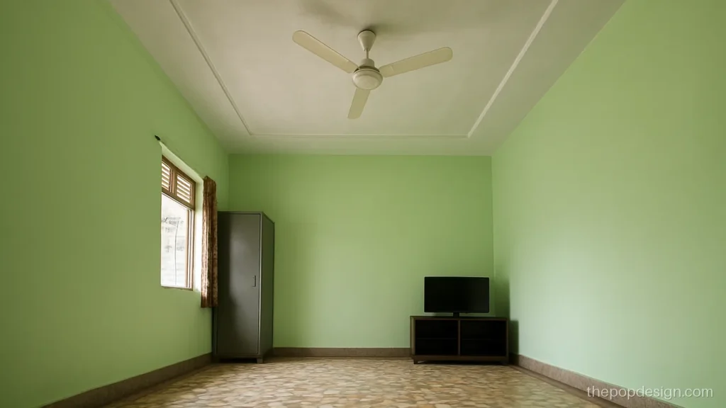 Pop design for roof without false ceiling, a groove border made on the slab