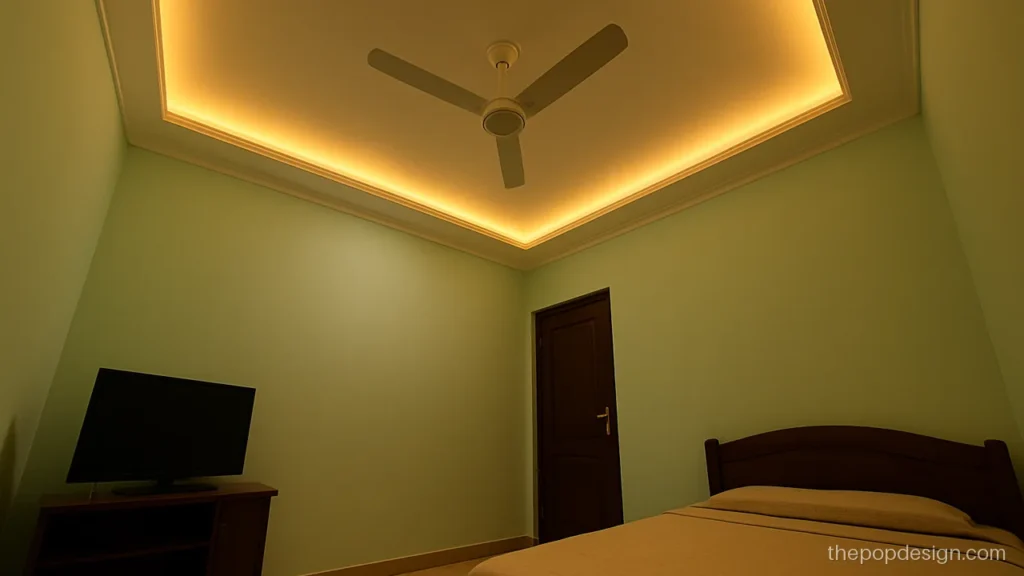 10x10 room pop design simple with a thin border and one fan