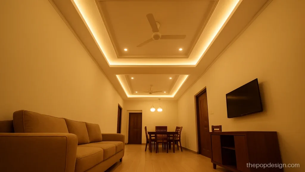 12x18 long hall pop design with three ceiling zones