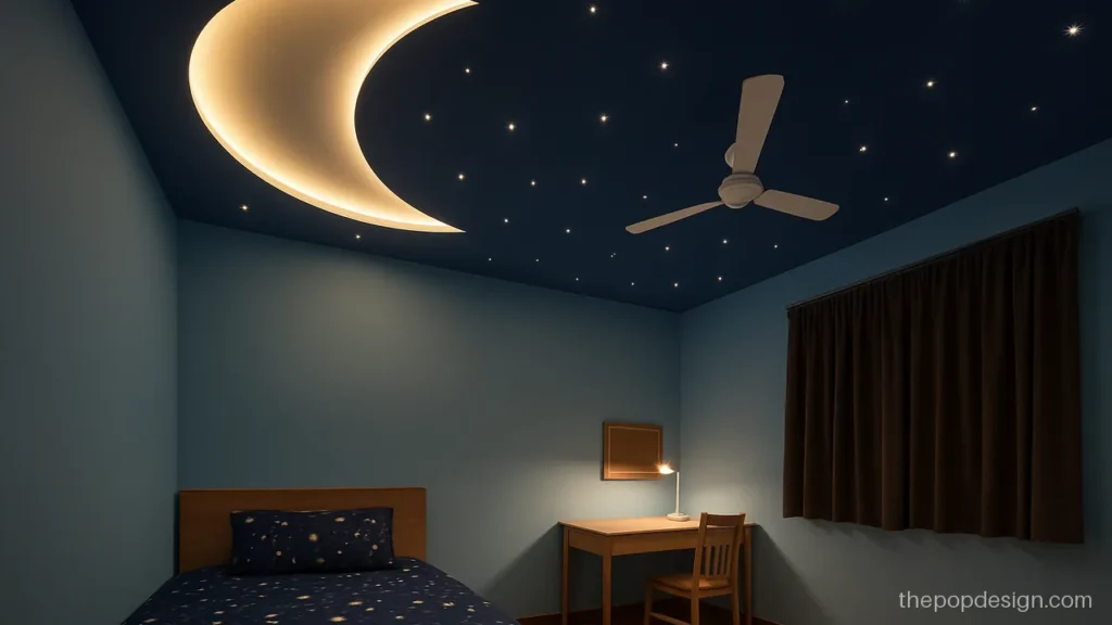 Moon pop design with a half moon cove and small star lights