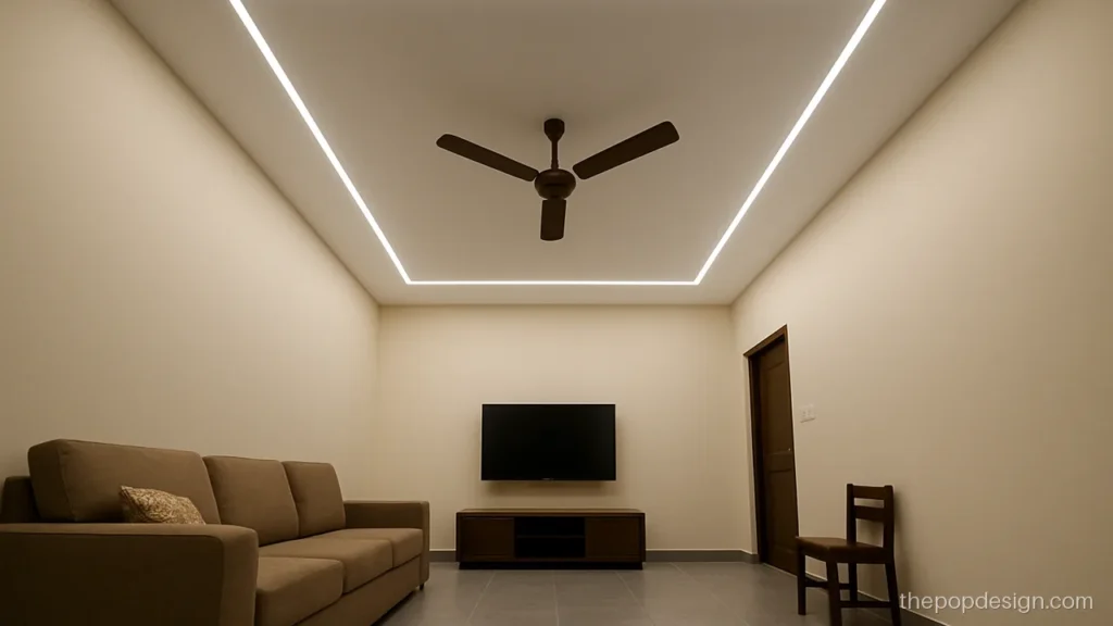 Simple hall pop design latest look with twin profile light lines