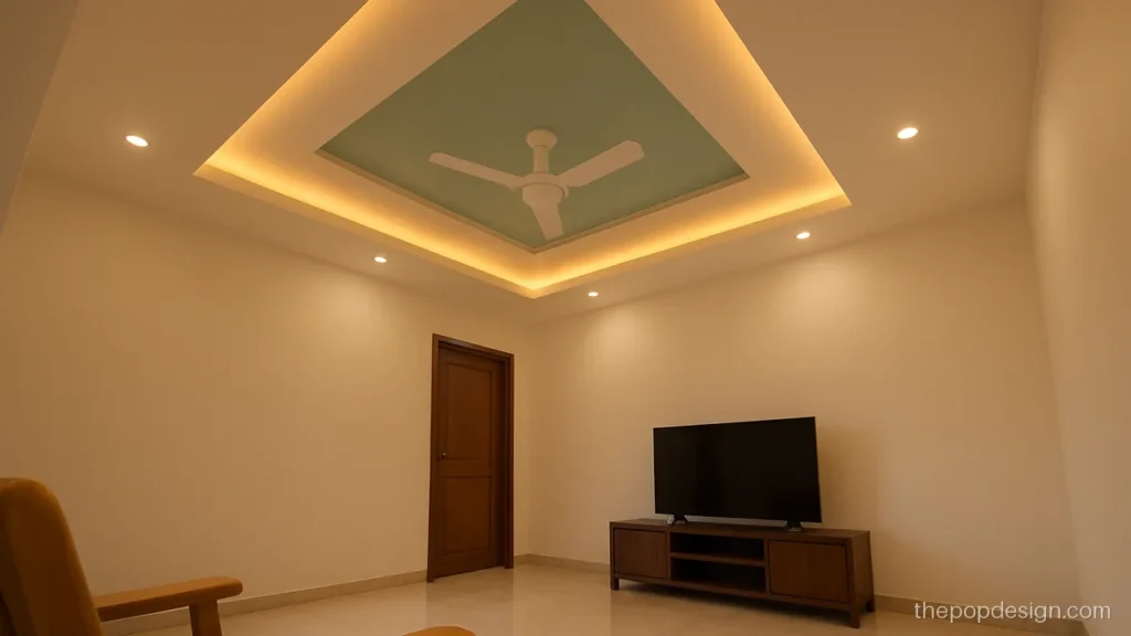 Pop design for hall simple with a square centre and teal edge