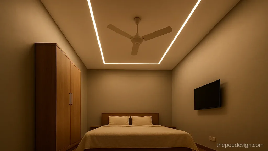 Pop design simple latest for low ceilings with flush profile lines only