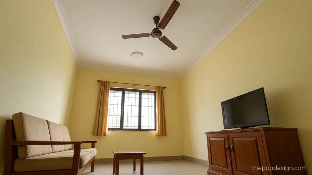 Plain POP ceiling with a simple cornice moulding at the wall edge