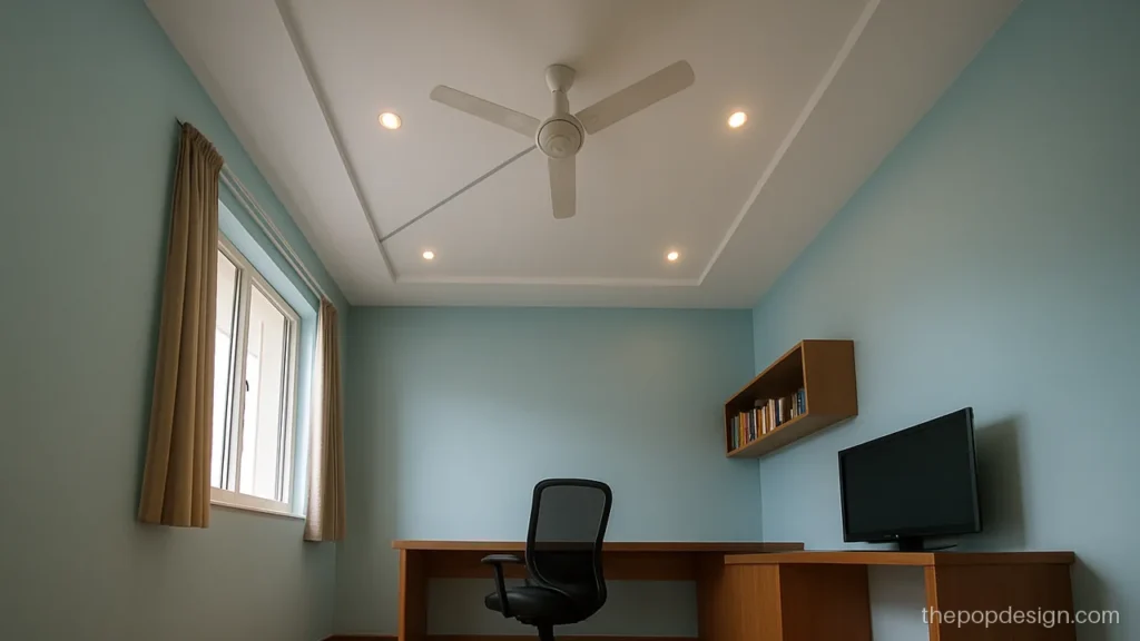 Simple POP design for a study room with one diagonal groove line