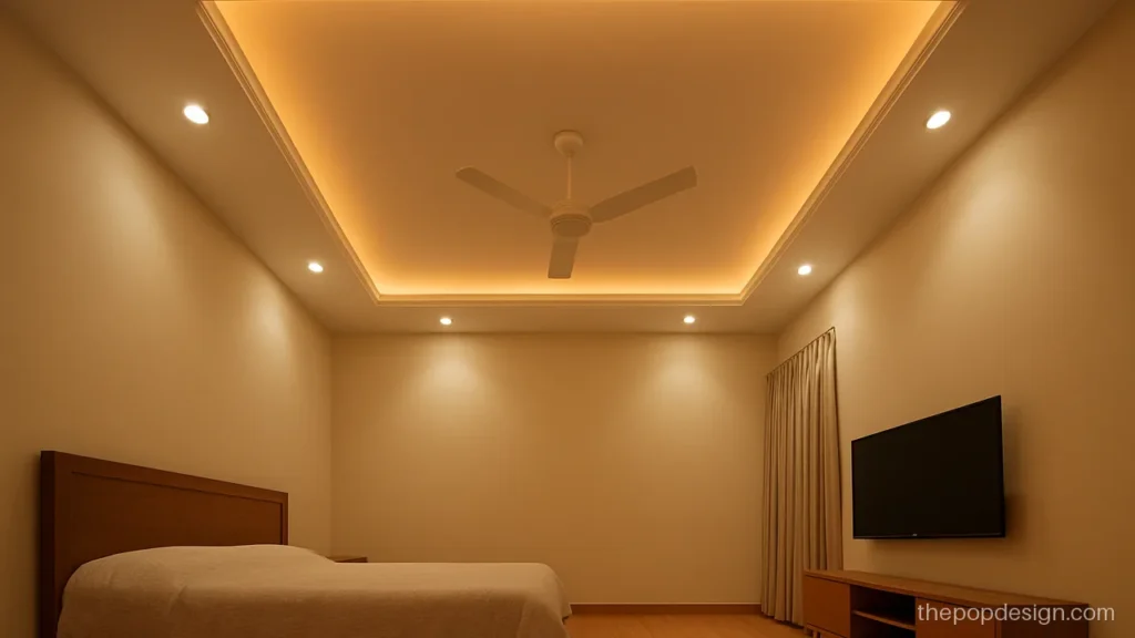Simple pop design for room with a two-tone beige and white border