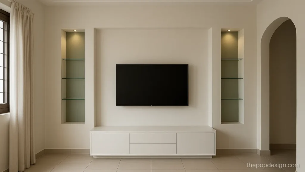 TV unit design pop with two tall niche columns beside the TV
