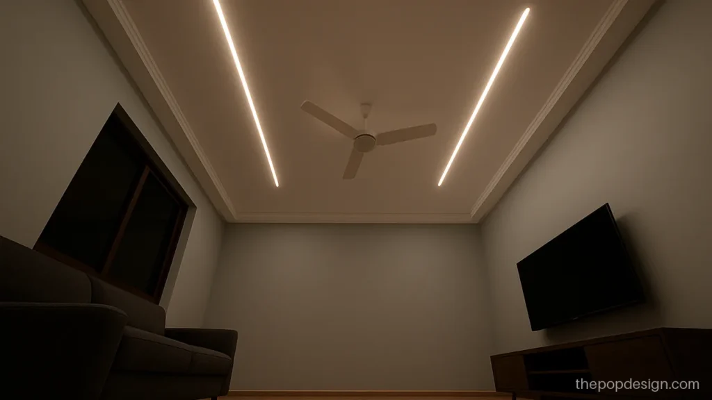 Modern style 1 fan pop design for hall with diagonal profile lines