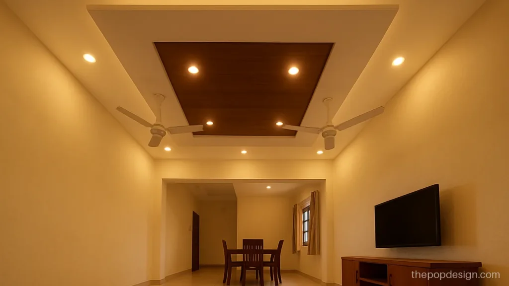 Double fan pop design latest plus minus with a wood panel