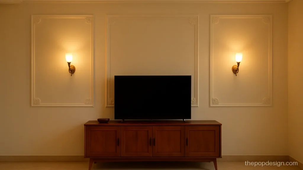 POP flower design on wall with corner flower moulding in frames