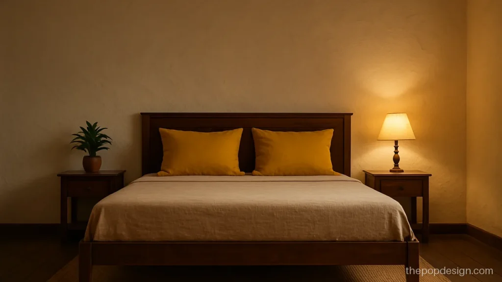 Wall pop texture design with a simple trowel finish in a bedroom